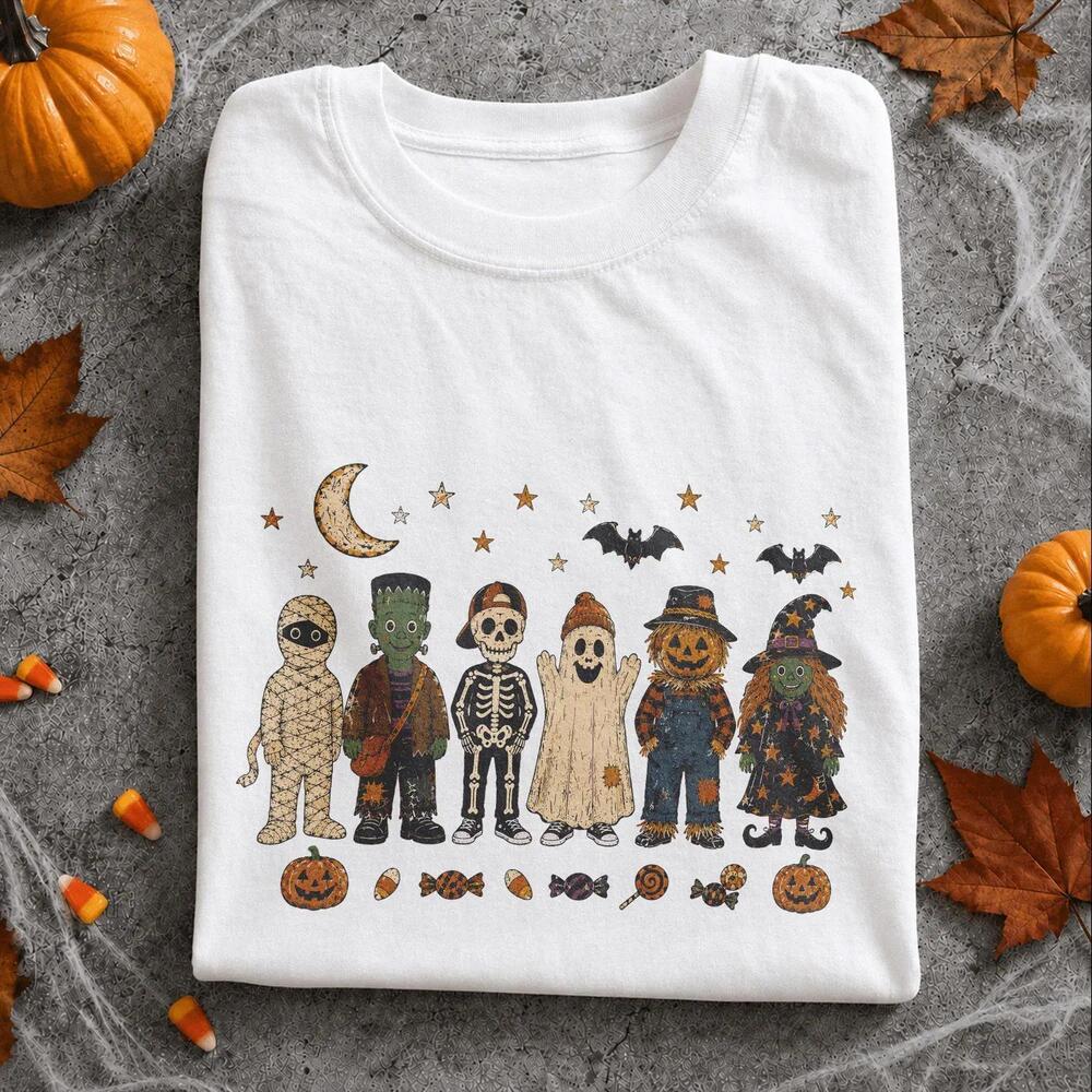 Halloween Characters Shirt, Retro Halloween Graphic Shirt, Cute Halloween
